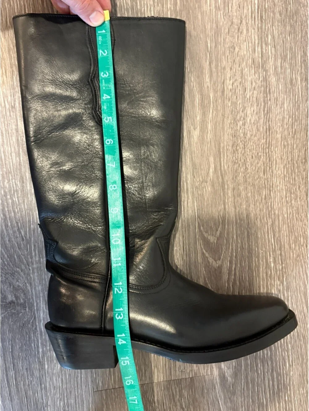 Oak Tree Farms Frontier Collection Black Leather Tall Cowboy Boots Square Toe